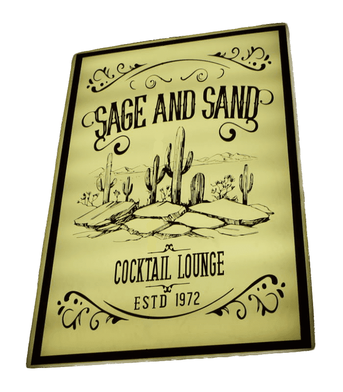 Sage and Sand Cocktail Lounge Sign